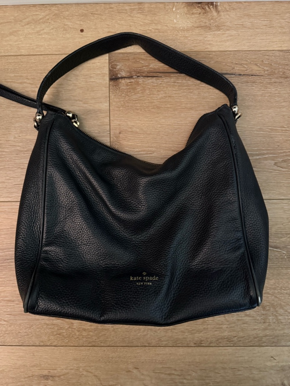 kate spade Black Pebbled Leather Shoulder Hobo